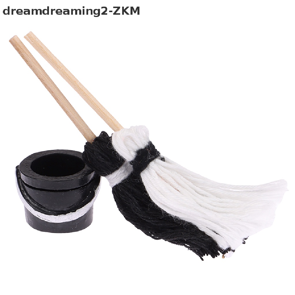 1 Bộ Xô Và Cây Lau Nhà Nhà Bếp Nhà Búp Bê Tỉ Lệ 1: 12