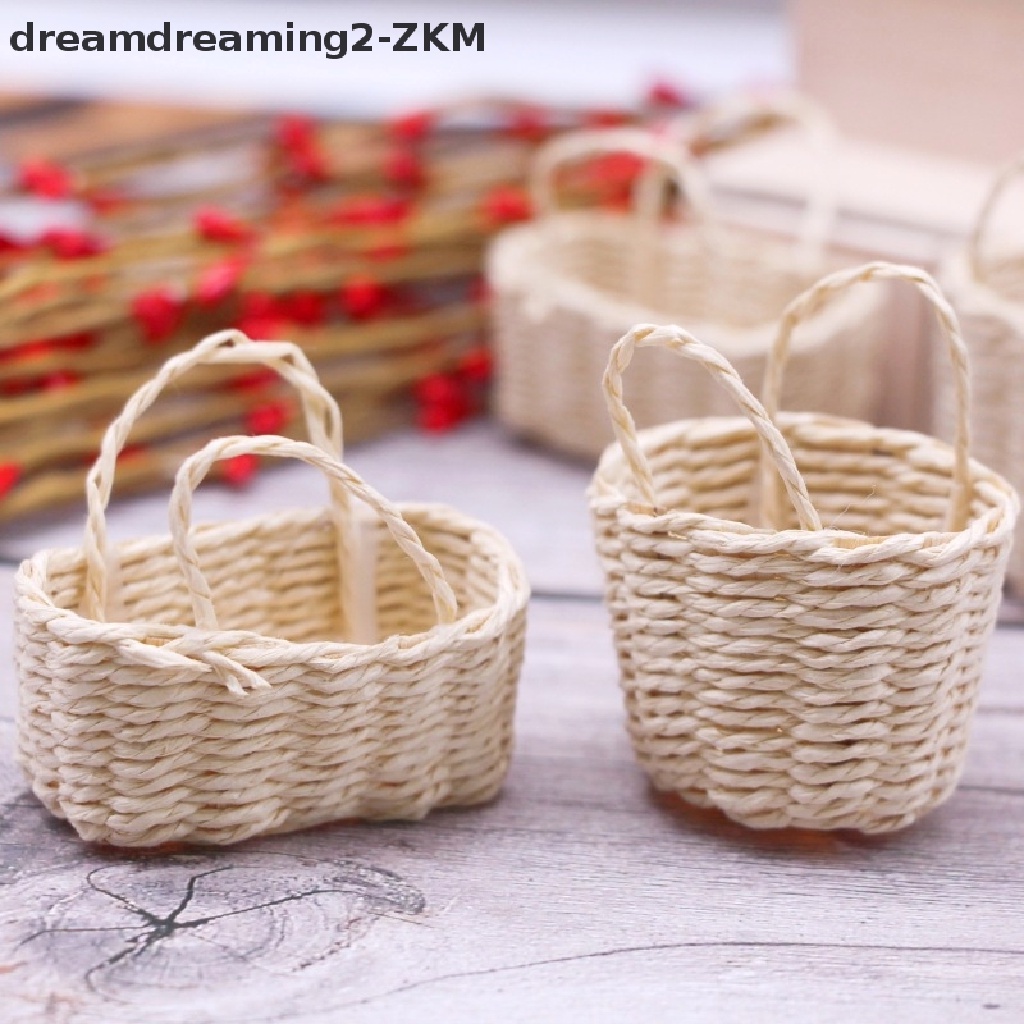 Giỏ Đựng Hoa / Trái Cây / Rau Củ Dạng Dệt Kích Thước Nhỏ Gọn Trang Trí Nhà Búp Bê 1: 12