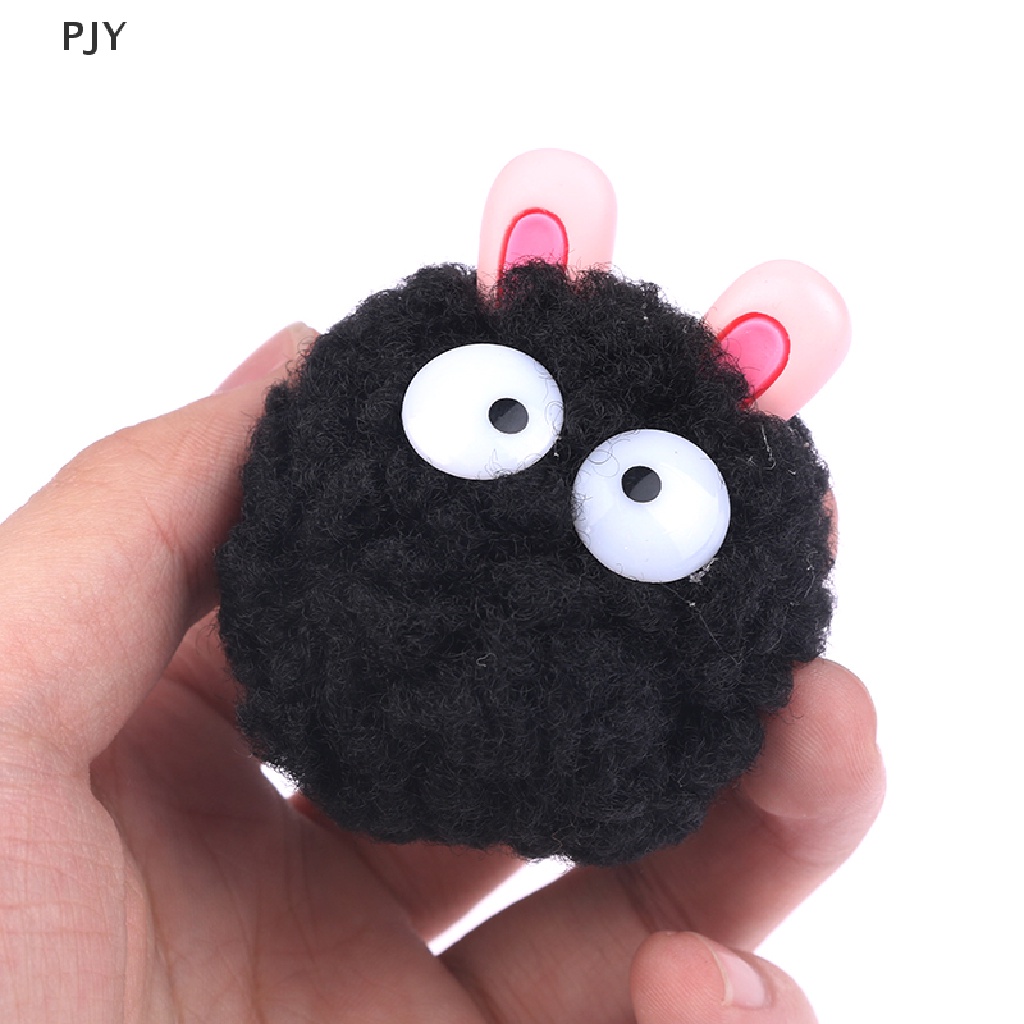 Pjy Giày Búp Bê Đính Bóng Lông Đen Croc Furry Dễ Thương DIY Ch Designer PJ