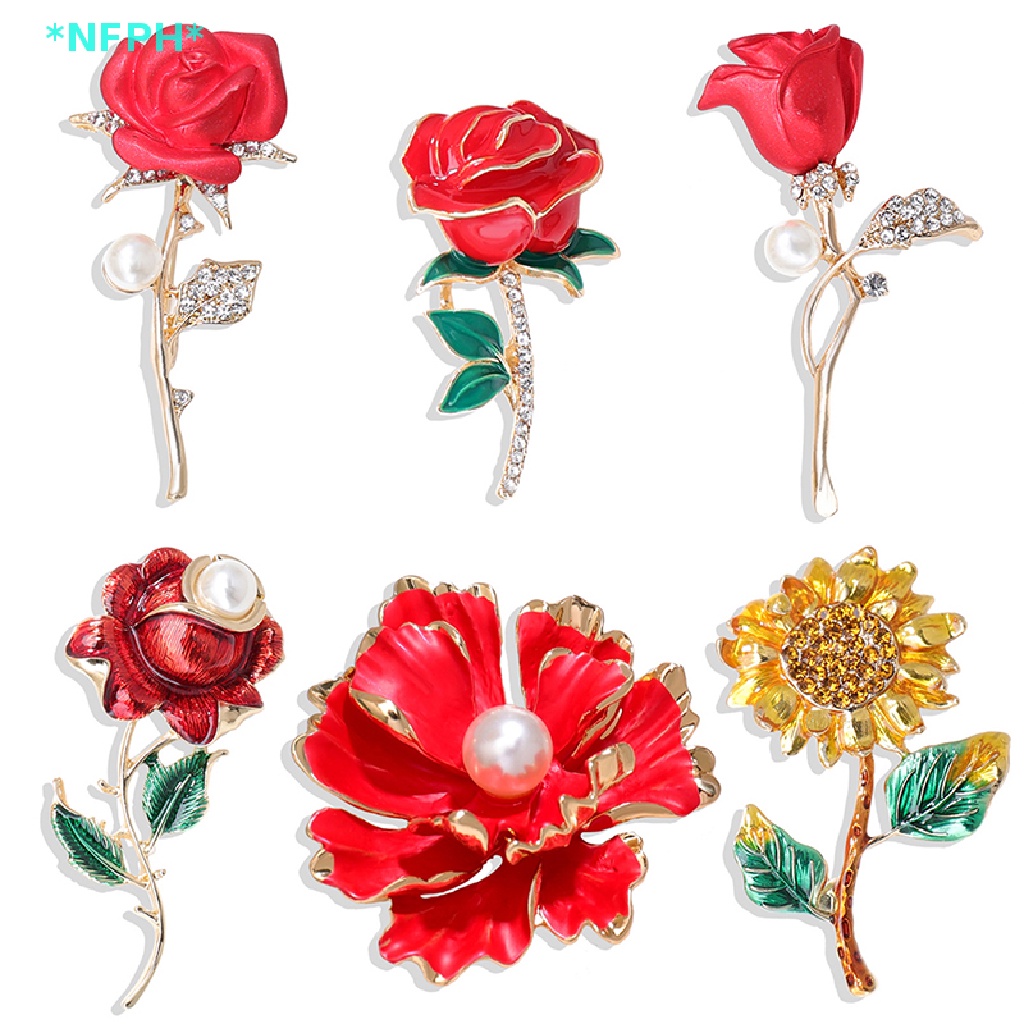 Ghim Cài Áo Hình Hoa Hồng Đính Ngọc Trai Nhân Tạo Thời Trang Mới