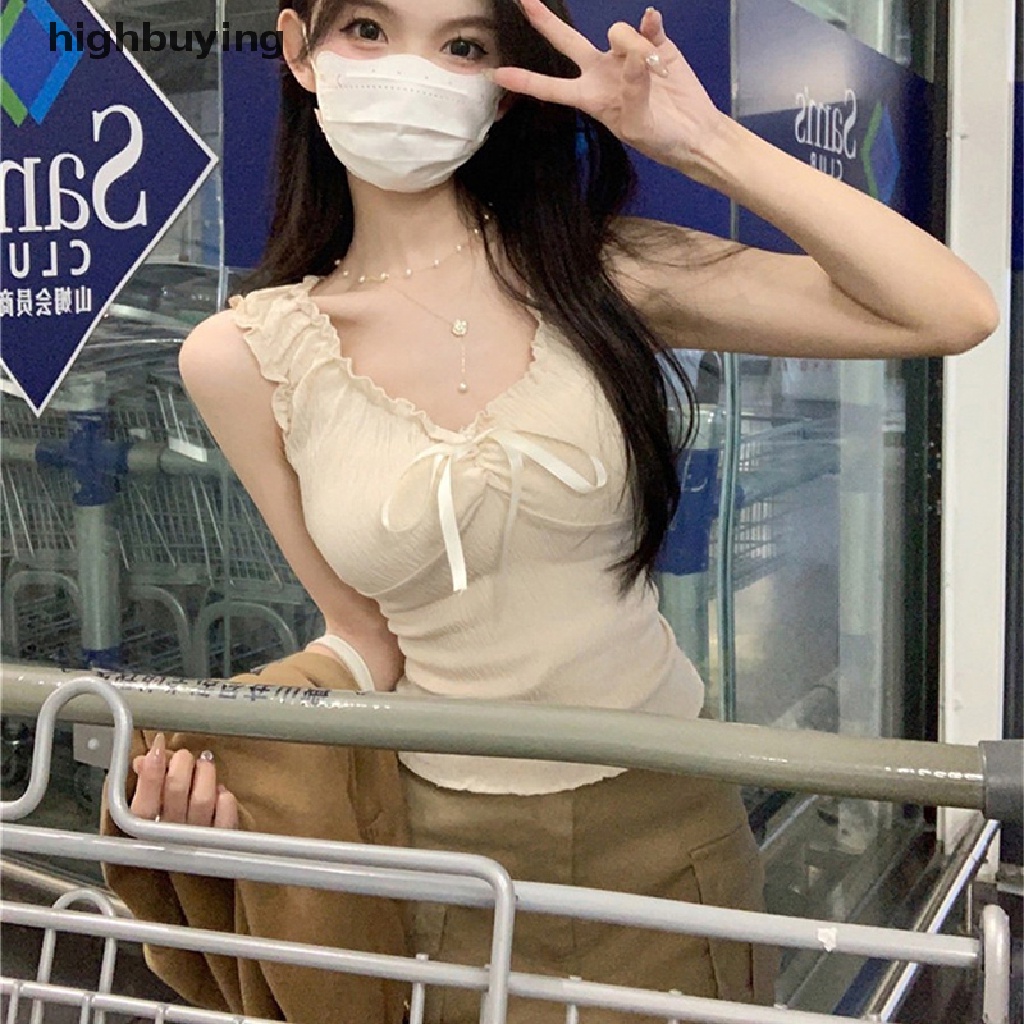 Áo Nữ Không Tay Thắt Nơ Y2k Thời Trang