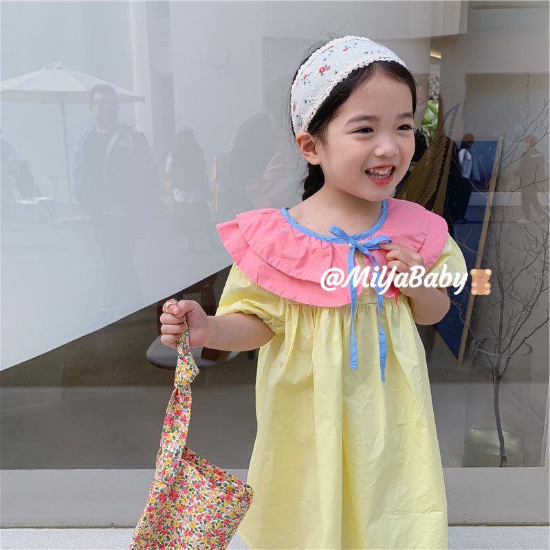 Miyababy Quần áo bé gái Đầm cổ búp bê cho bé gái hai màu