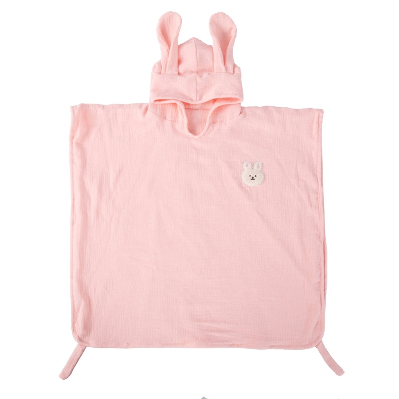 Khăn Choàng Tắm Kiêm Chăn Quấn 4 Lớp Bằng Vải Cotton Có Mũ Trùm Cho Bé Sơ Sinh