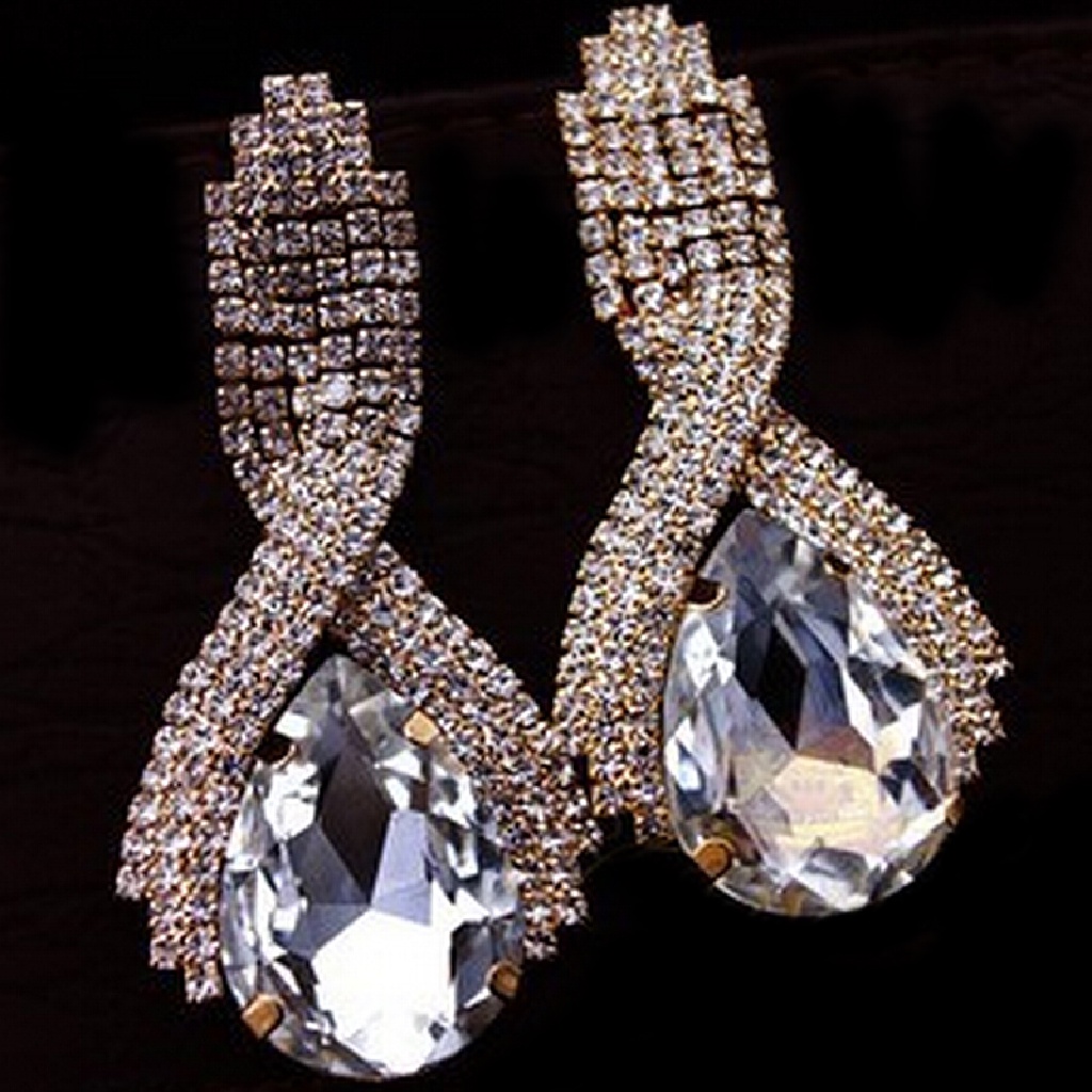 Pjy Bông Tai Giọt Nước Đính Đá Quý Hình Giọt Nước Cổ Điển Thời Trang Cho Nữ PJ