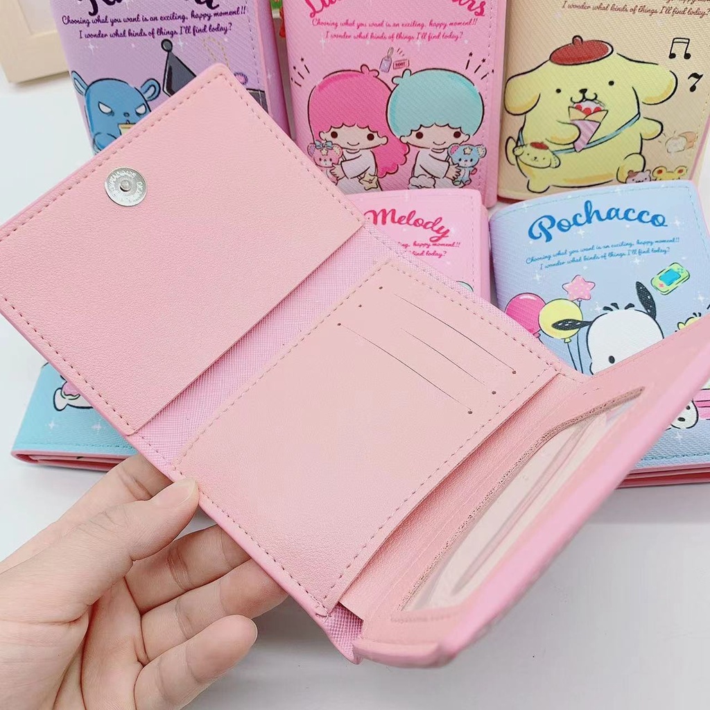 Ví Da PU Mini Đựng Tiền Xu Họa Tiết Hoạt Hình Melody Kuromi Cinnamoroll Dễ Thương Cho Bé