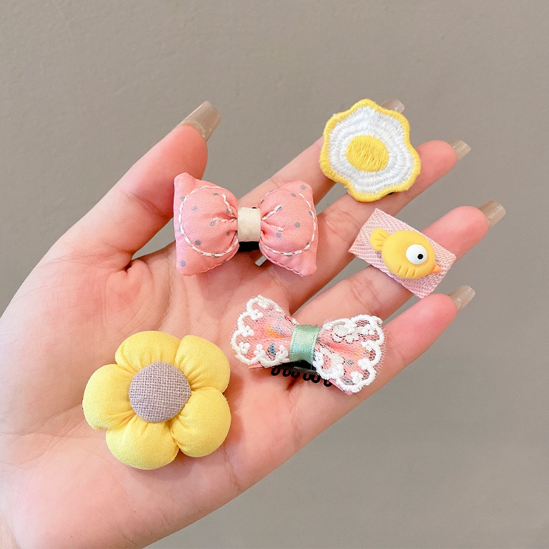 Bộ Kẹp Tóc Vải Dễ Thương Không Đau Cho Bé