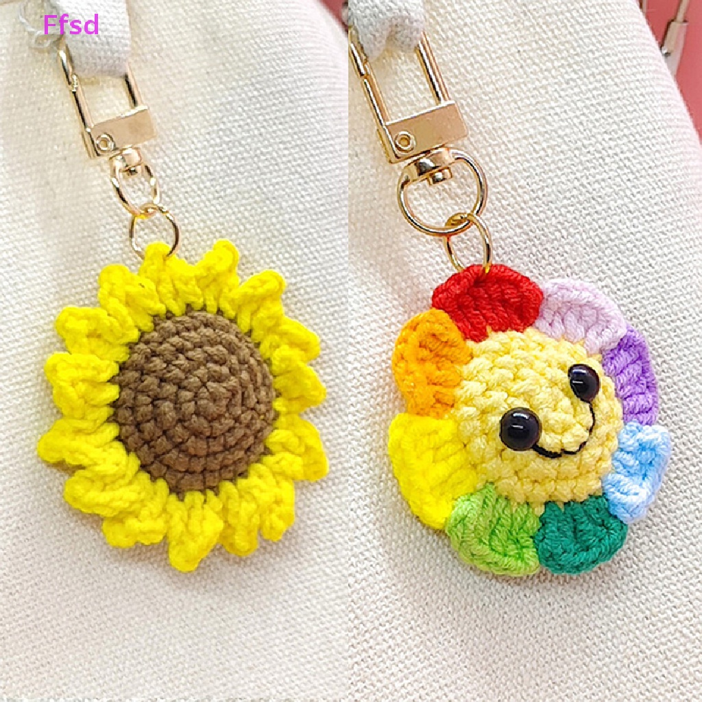 {Ffsd} Móc Chìa Khóa Xe Hơi / Túi Xách Đan Len Hình Hoa Hướng Dương Cho Nam Và Nữ Bán Chạy