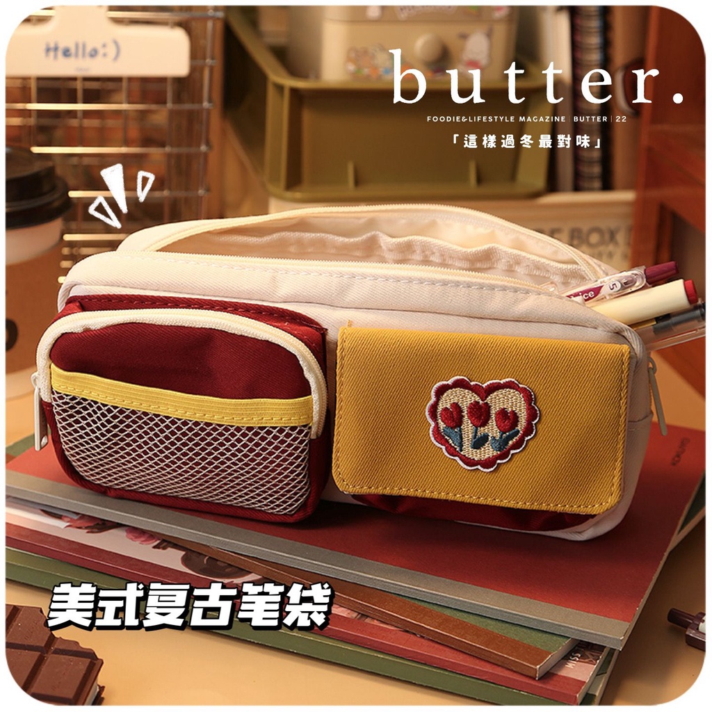 Hàng Mới Về Túi Đựng Bút Sức Chứa Lớn In Hình Five One Salt Series Học Sinh Trung Học Phong Cách Retro Mỹ Cho Nữ Sinh Trung Học