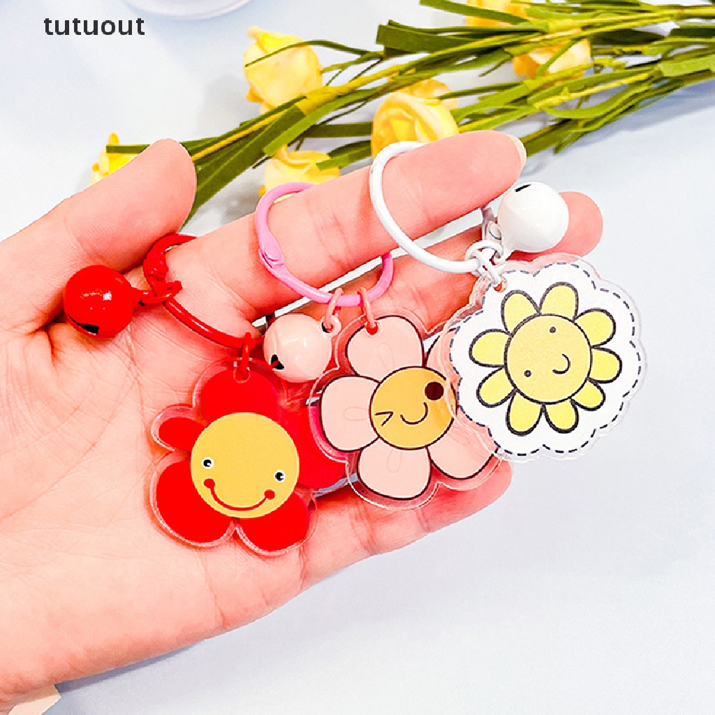 Móc Chìa Khóa Hình Hoa / Chuông Bằng Acrylic Dễ Thương Cho Nữ