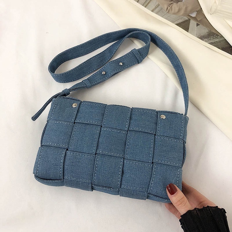 Túi Đeo Chéo Vải Denim Dệt Hình Vuông Nhỏ Thời Trang Mùa Hè Hàn Quốc Mới 2023 Dành Cho Bạn Nữ