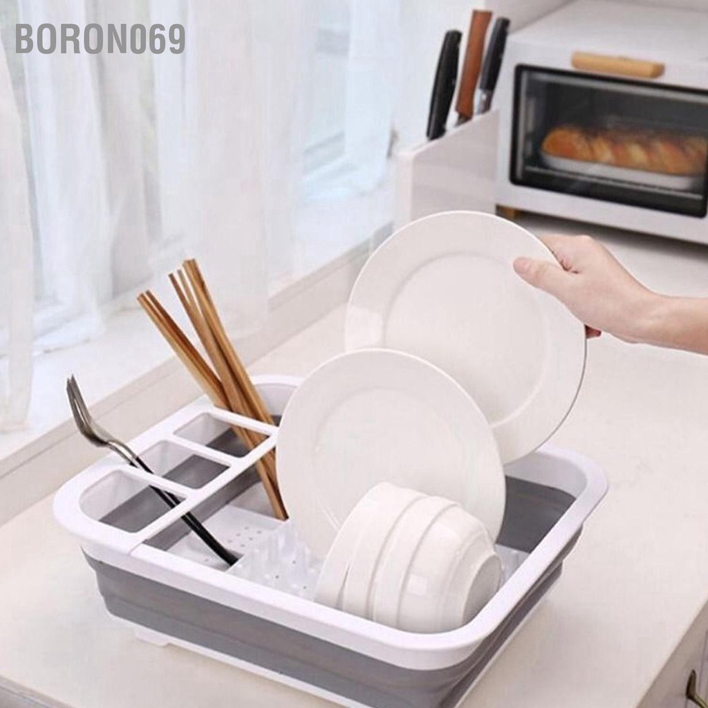 Boron069 Có Thể Gập Bát Đĩa Thoát Giá Đồ Ăn Khay Chứa Di Động Thìa Đũa Tổ Chức Điện