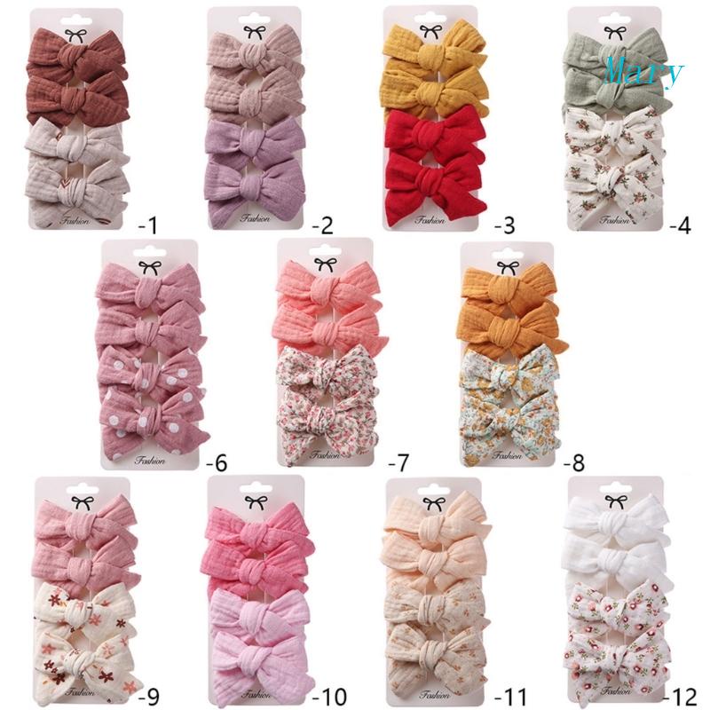 Set 4 Kẹp Tóc Họa Tiết Chấm Bi / Hoa Xinh Xắn Cho Bé Gái