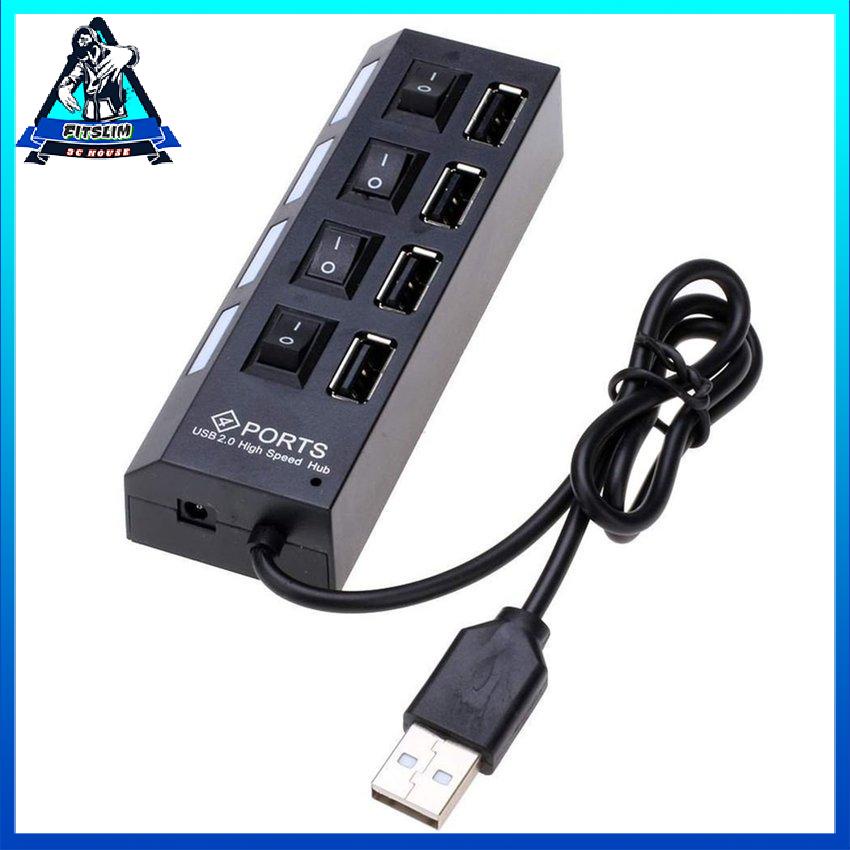 Đa Năng Hub Usb 4 Cổng 2.0 Tốc Độ Cao Mini Ổ Cắm Bộ Chia Cáp Có Công Tắc Cho Laptop