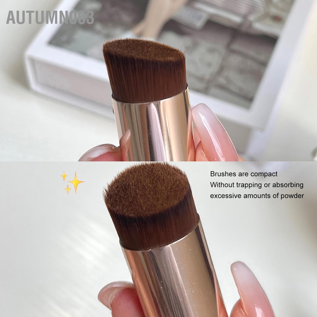 Autumn063 Bàn chải trang điểm đầu phẳng xiên mềm trộn mỹ phẩm cầm tay mini dành cho du lịch mặt