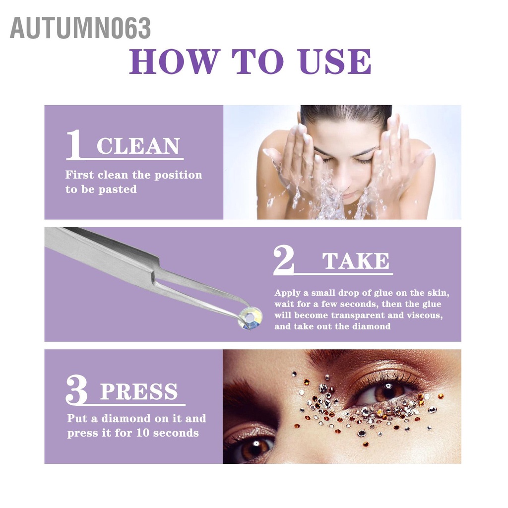 Autumn063 Móng Tay Nghệ Thuật Kim Cương Giả Kích Thước Khác Nhau DIY Trang Trí Di Động Điểm Với Keo Mỹ Phẩm Cho Mặt Tóc