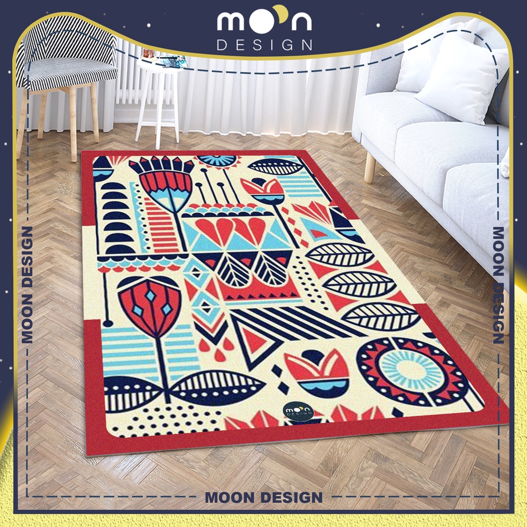 Thảm Trang Trí Moon Design Họa Tiết Thổ Cẩm Decor Trải Sàn Phòng Ngủ Phòng Khách Văn Phòng