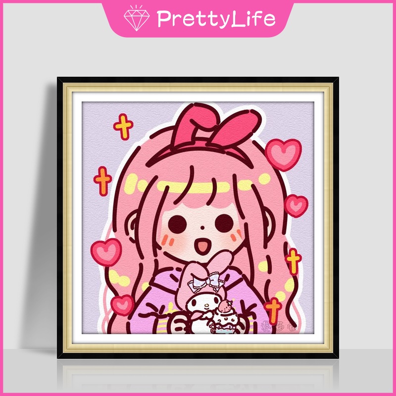 Bộ Tranh Đính Đá 5d Tự Làm Kích Thước 30x30CM Hình Cô Gái Sanrio