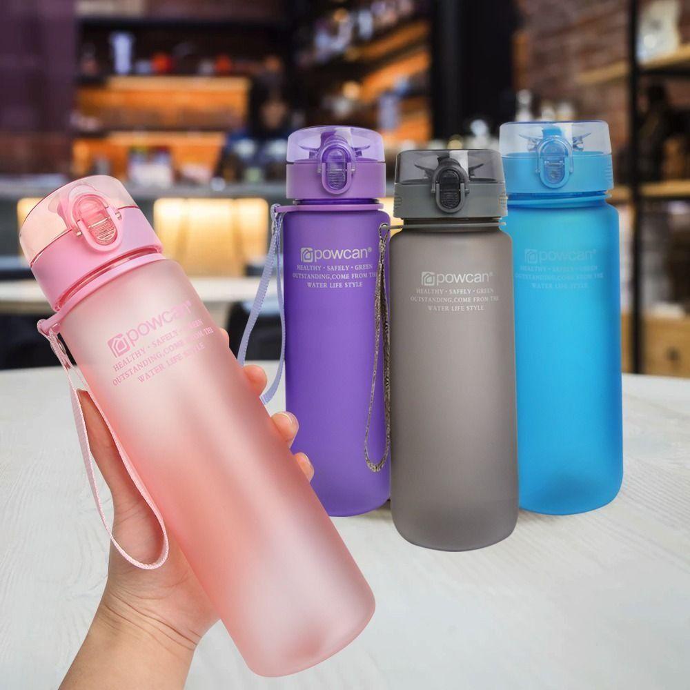 Bình Nước Thể Thao 400ml Trong Suốt Có Dây Đeo Tiện Dụng Cho Học Sinh