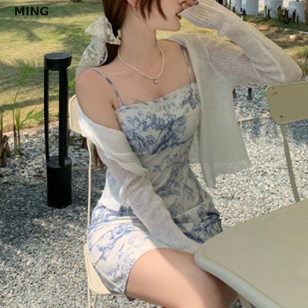 Đầm Hai Dây Mùa Hè Dáng Ngắn In Họa Tiết Hoa Gợi Cảm Cho Nữ