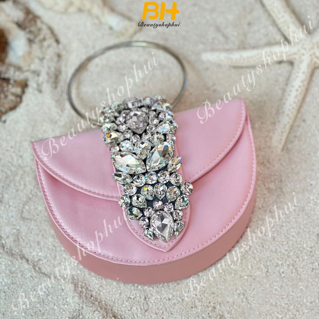 23 Túi Xách Đeo Vai Satin Đính Kim Cương Lấp Lánh Phong Cách Cổ Điển Mới Cho Nữ