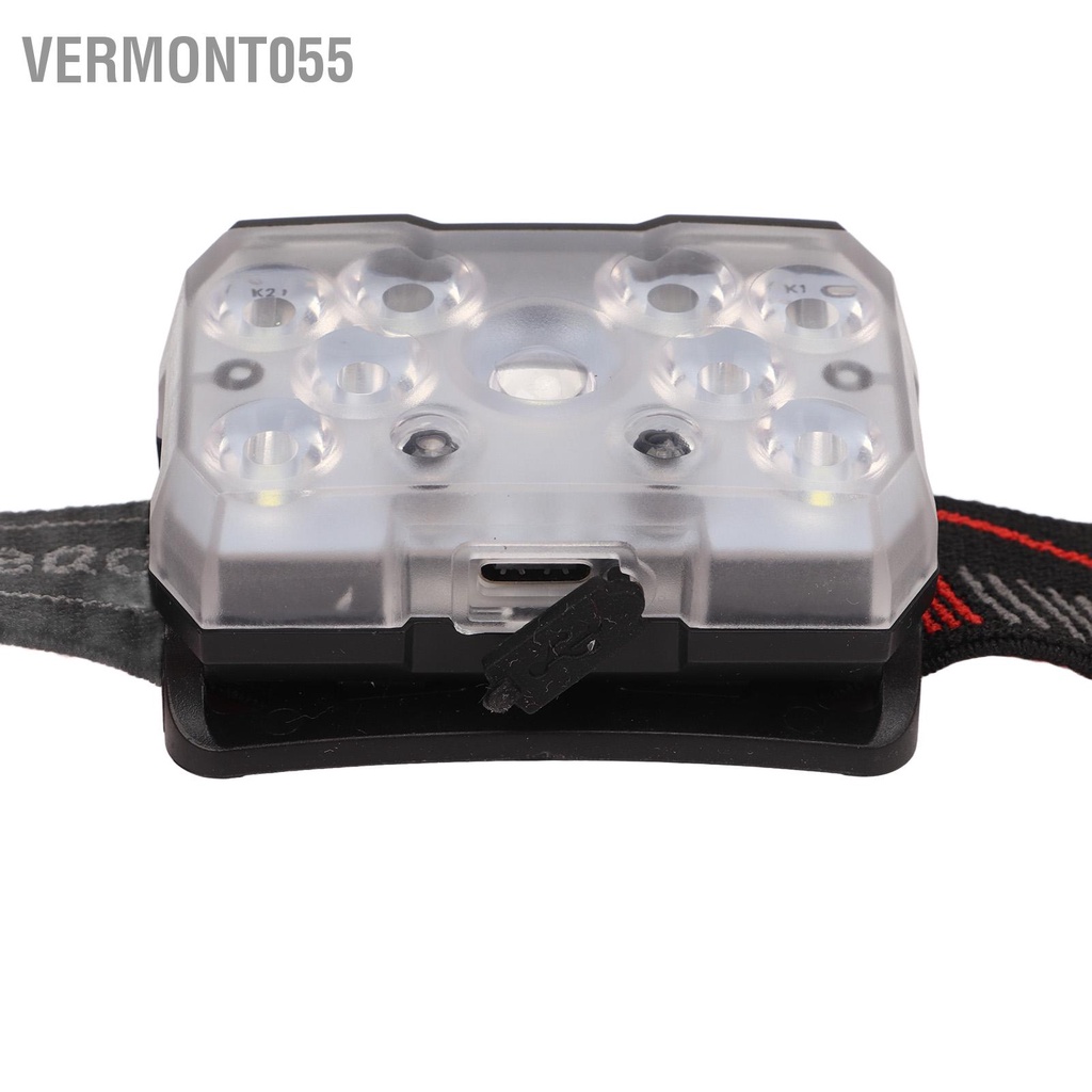 Vermont055 Đèn Đội Đầu LED Cảm Biến Lấy Nét Cố Định Siêu Sáng Chống Nước IPX4 Pha Sạc Với Ánh Trắng Đỏ Cho Ngoài Trời