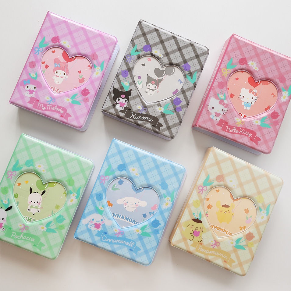 Galici Sanrio Album Ảnh Thẻ Bảo Vệ Thẻ Nhỏ Hai Phong Cách Cung Đình Kẻ Ô / Ba Inch Polaroid Love Bean