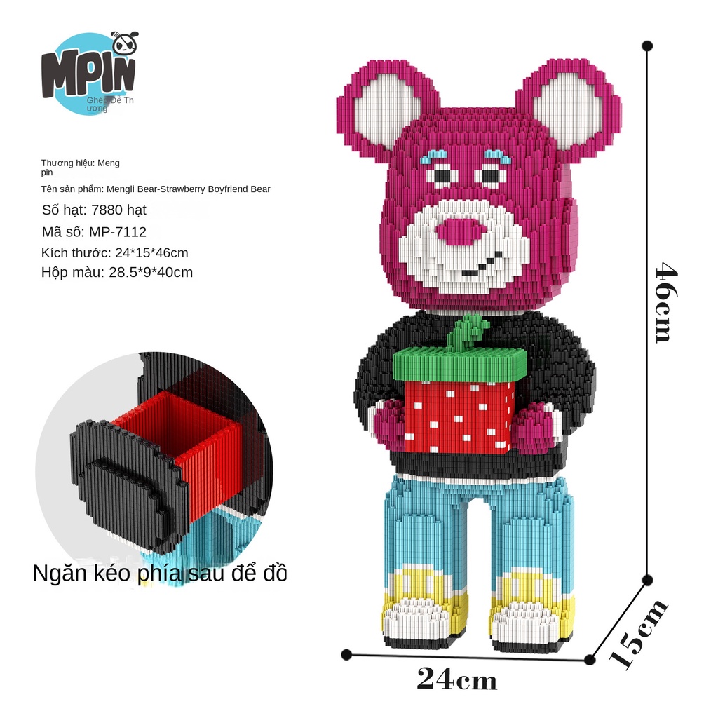Đồ Chơi Khối Lắp Ráp M7112 Hình Gấu Nhiều Màu Sắc