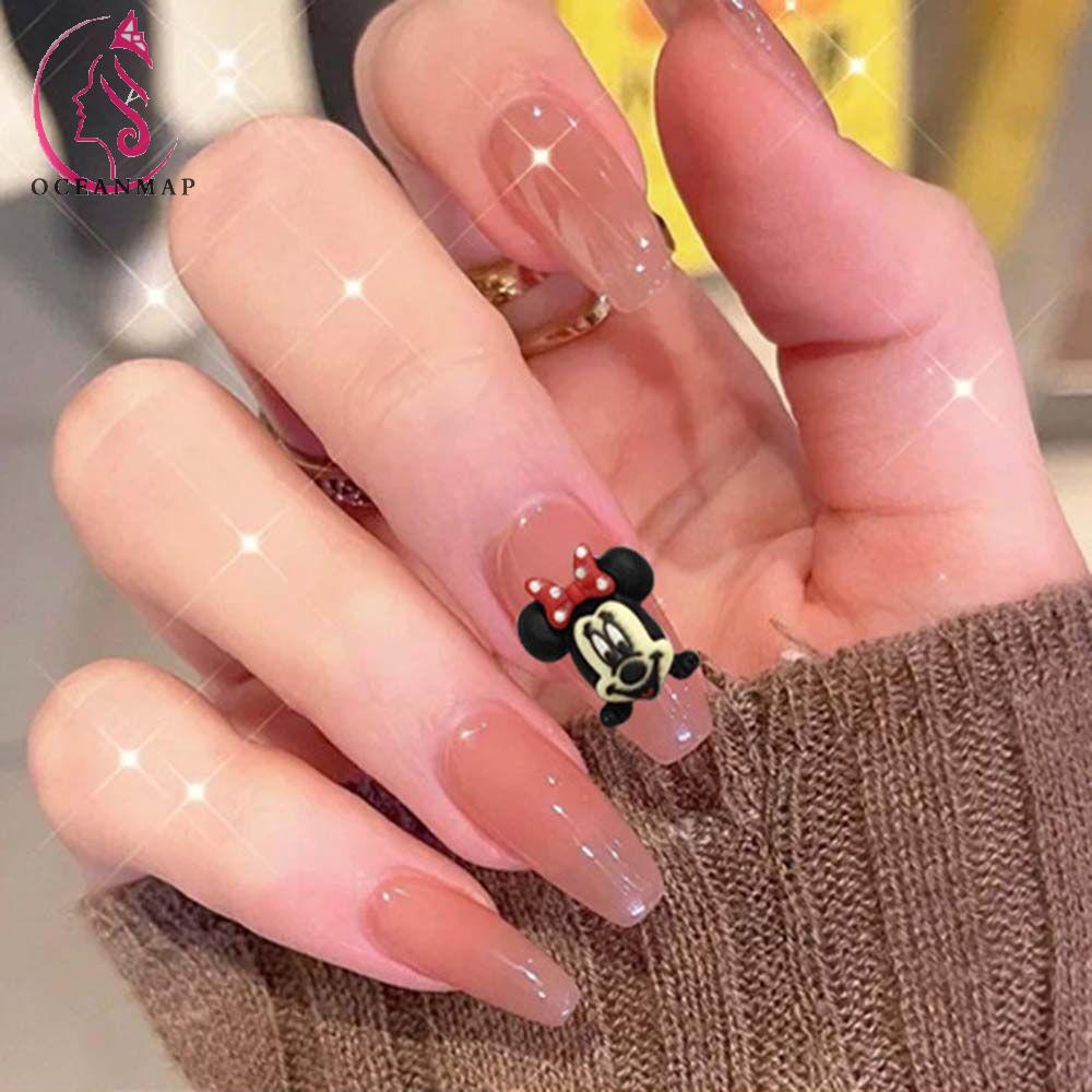 [Hàng mới về] Phụ kiện trang trí móng tay hình thỏ/gấu hoạt hình 3d dễ thương làm móng diy