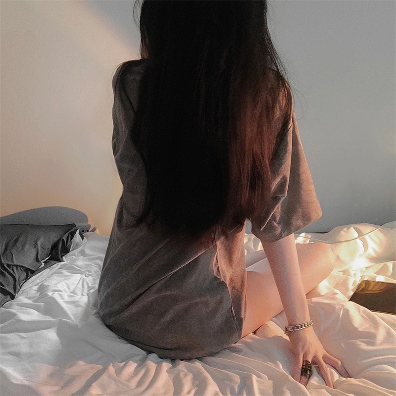 Áo Thun Cotton Tay Ngắn Dáng Rộng Phong Cách Âu Mỹ Thời Trang Mùa Hè Cho Nữ