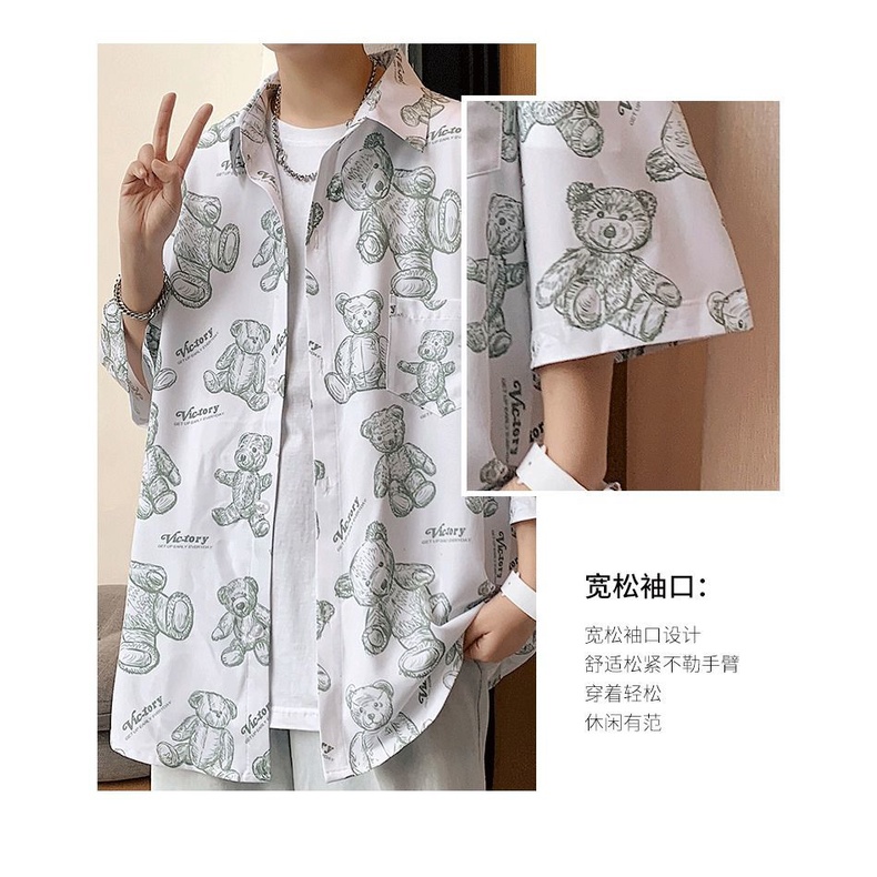 Áo Sơ Mi Nam Tay Ngắn In Hình Thời Trang Hàn Quốc
