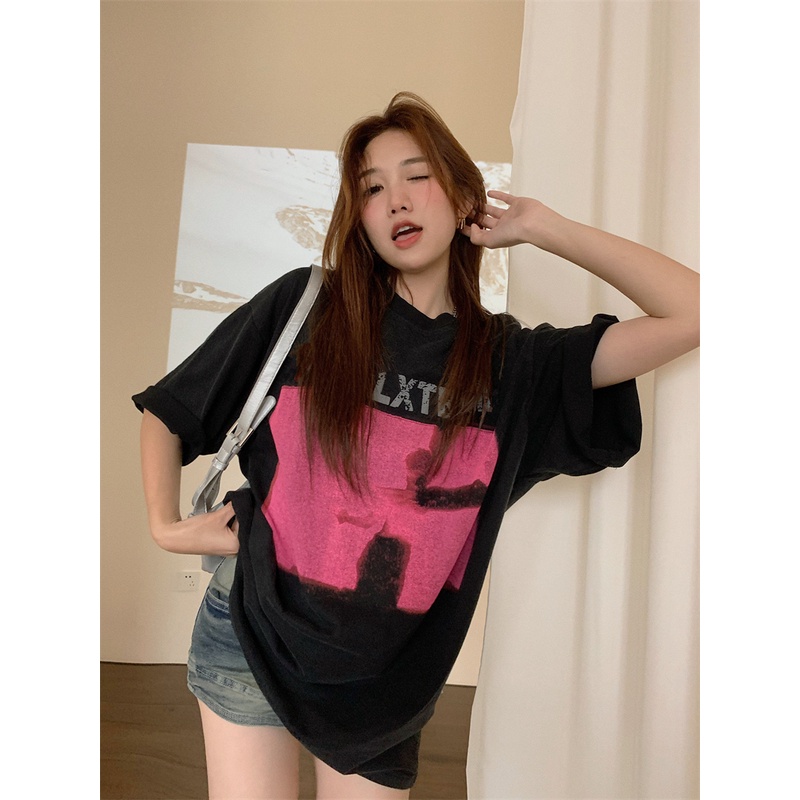 Áo Thun Nữ Ngắn Tay Cổ Tròn In Chữ