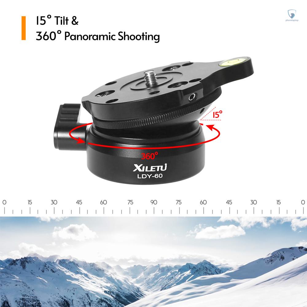 Đầu Nối XILETU LDY-60 CNC Bằng Hợp Kim Nhôm Điều Chỉnh Linh Hoạt Cho Gậy Ba Chân Toàn Cảnh Dụng Cụ Đo Mức Bong Bóng 10KG / 22lbs 1 / 4 Inch Và Giao Diện Vít 3 / 8