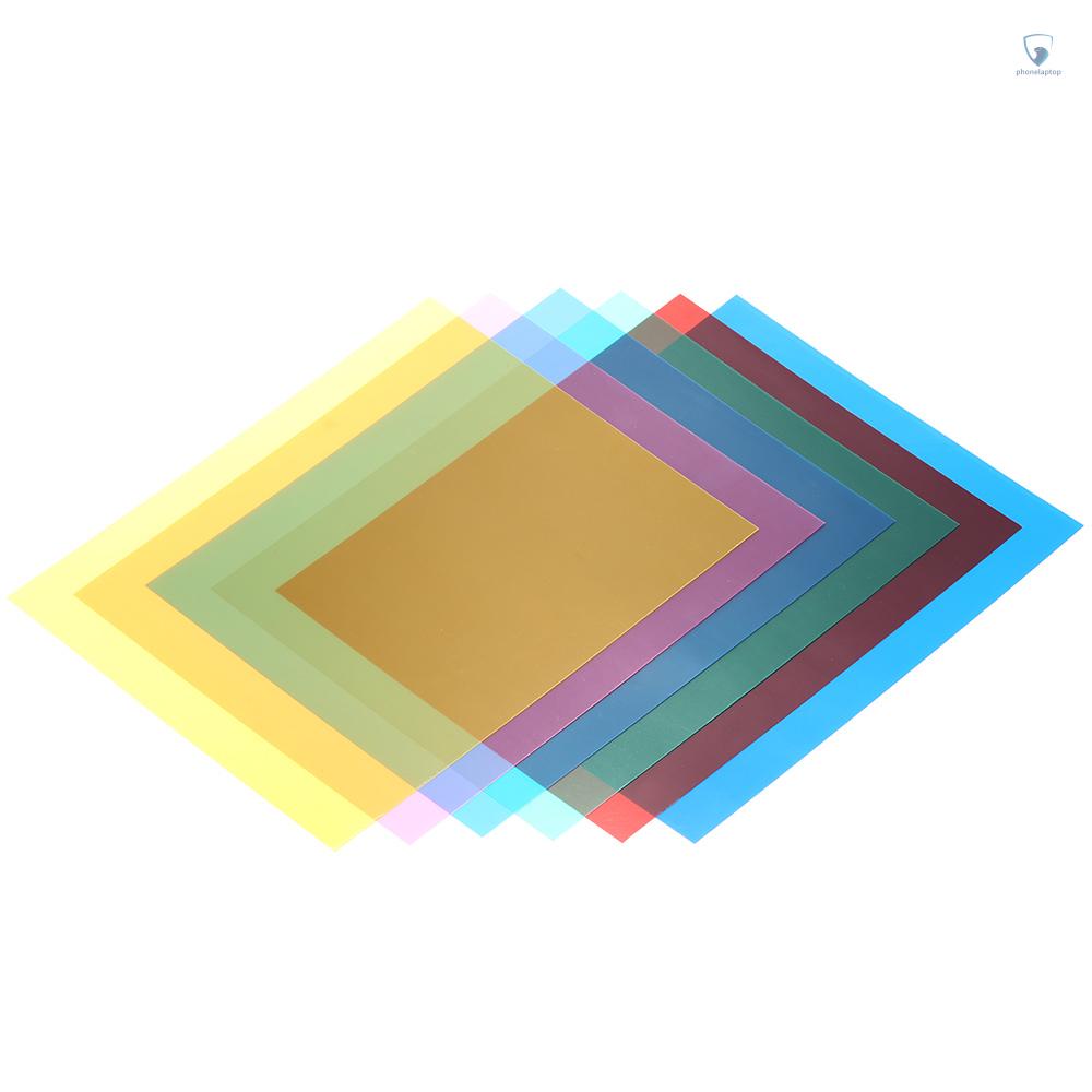 Set 6 Tấm Lọc Ánh Sáng Trong Suốt 25 * 20cm Dành Cho Đèn Flash Speedlite (Đỏ / Xanh Dương / Xanh Lá / Cyan / Vàng / Magenta)