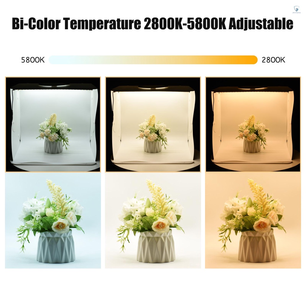 Hộp Đèn Chụp Ảnh Andoer 40cm / 15.7inch 10W 2800K-5800K Có Thể Gập Lại Kèm Kẹp Gắn Điện Thoại / Trang Sức