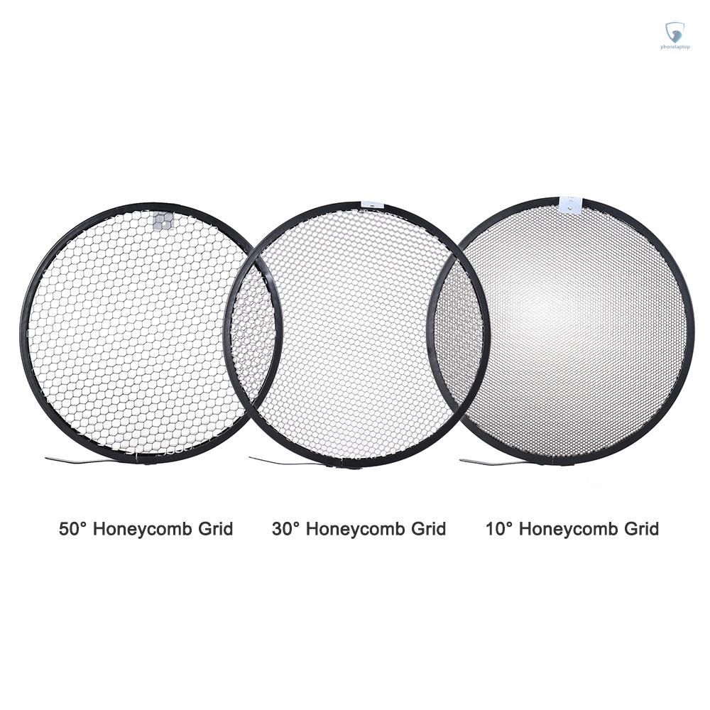 Tấm Che Nắng Phản Quang Tiêu Chuẩn 7 &quot;/ 180mm Kèm 10 Tấm Ốp Đèn° 30° 50° Lưới Tổ Ong Tản Nhiệt Cho Elinchrom