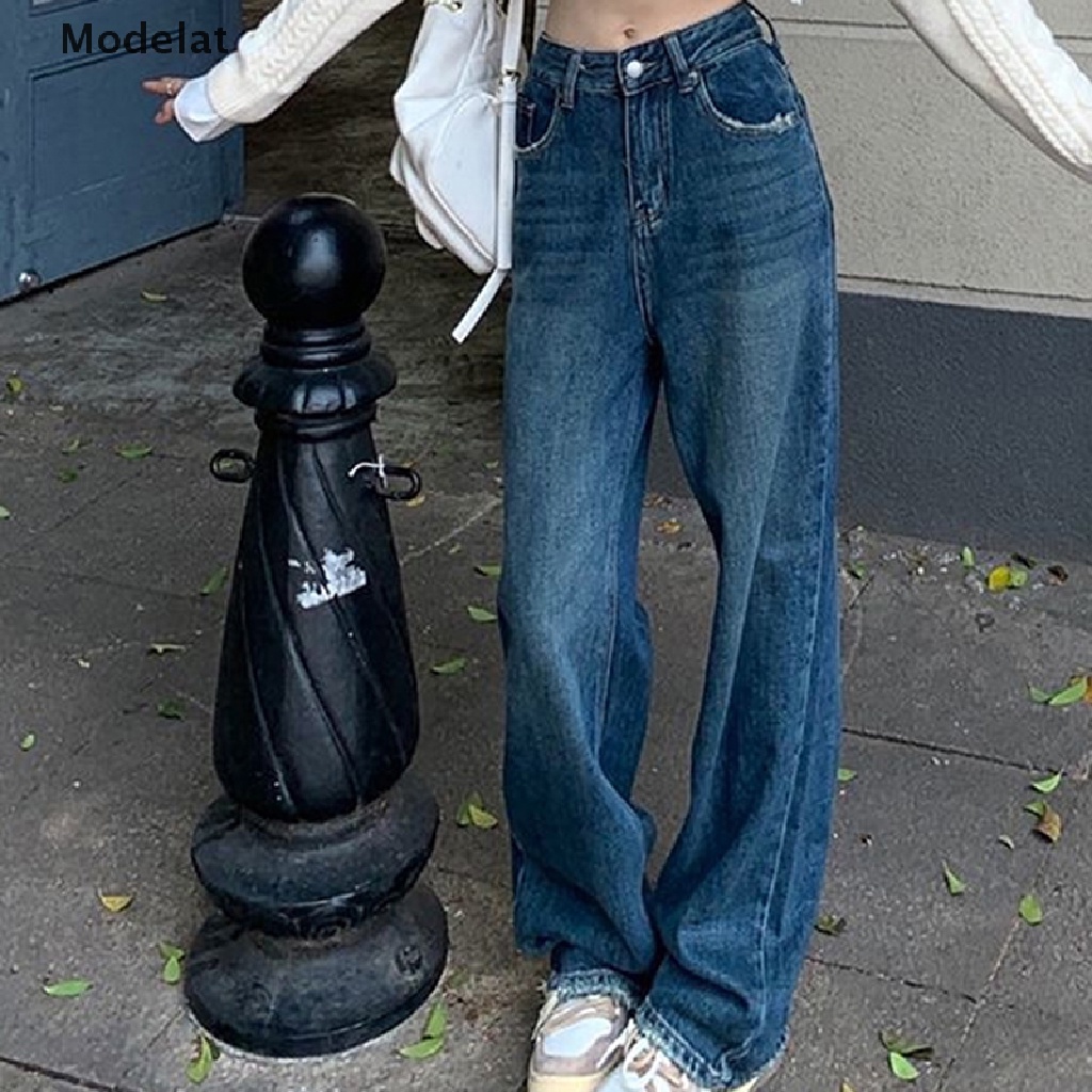 Quần Jean Nữ Ống Rộng Phong Cách Vintage Thời Trang Đường Phố Y2k WTD