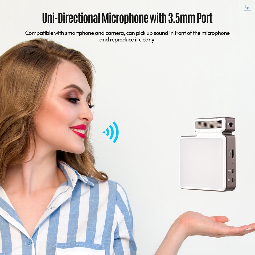 Micro Thu Âm 2 Trong 1 Có Đèn LED 3200K-5600K Với Lỗ Vít 1 / 4 3.5mm TRS Sang Rrs Cho Điện Thoại Thông Minh / Máy Ảnh
