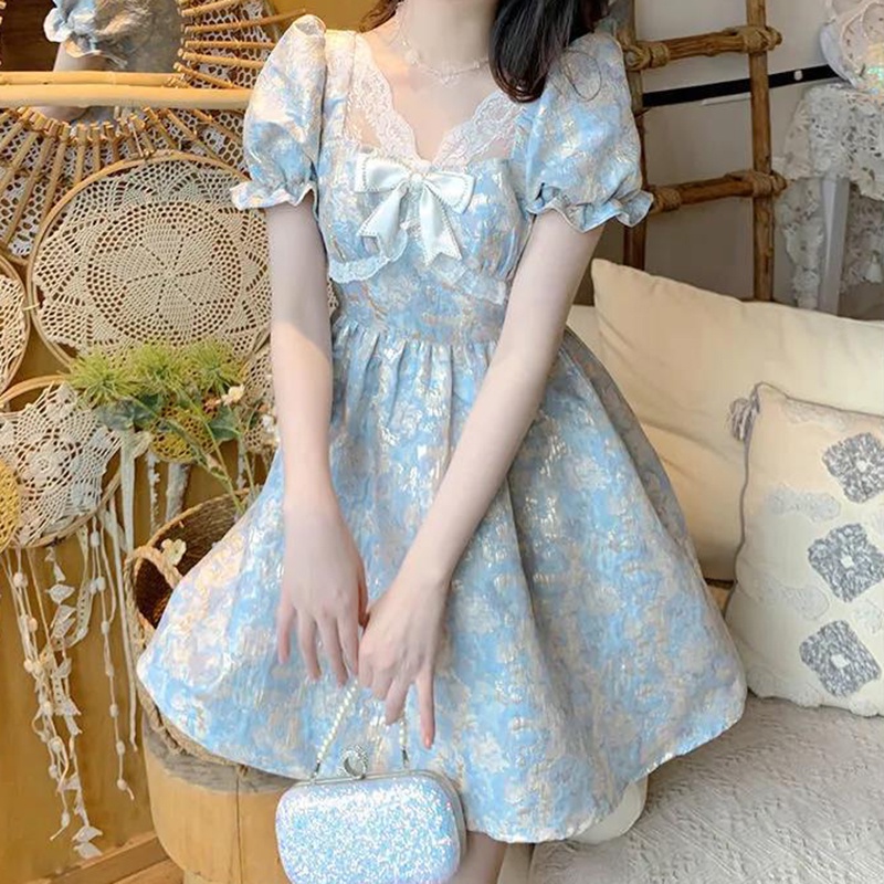 IELGY    Đầm In Hoa Phong Cách Pháp Thanh Lịch Cho Nữ