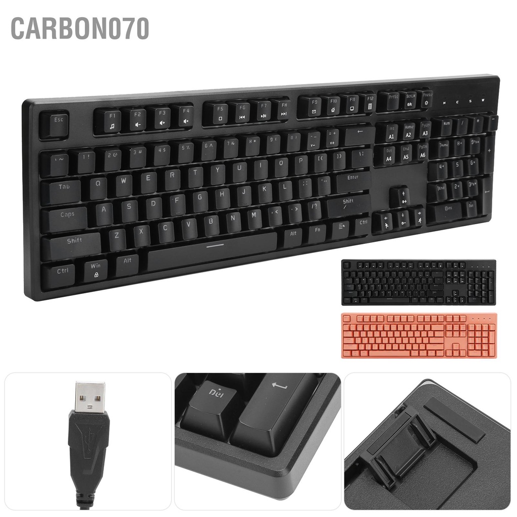 Carbon070 Bàn Phím Cơ RGB Đèn Nền Chơi Game 104 Mini Di Động Công Thái Học Không Ảnh Hưởng Cho Máy Tính Để