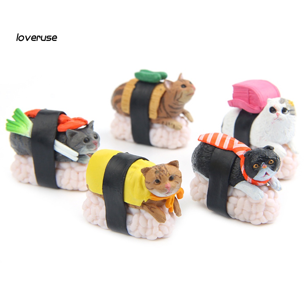 Set 5 Tượng Mèo Sushi Sống Động Trang Trí Sân Vườn