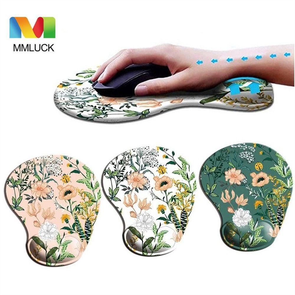 Miếng lót chuột máy tính MMULCK có đệm kê cổ tay silicone chống trượt họa tiết hoa tùy chọn cho chơi game làm việc