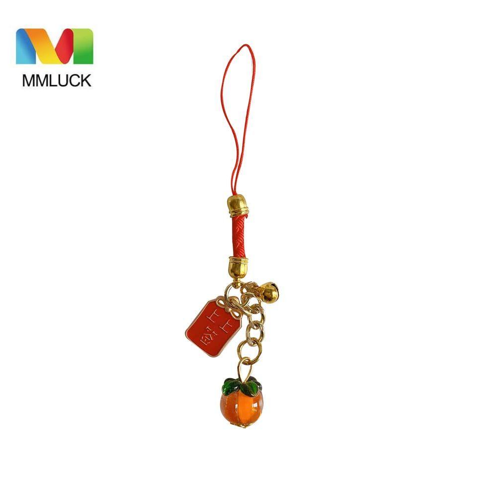Dây Đeo Điện Thoại Di Động Bằng Kim Loại Mặt Persimmon May Mắn Có Móc Khóa May Mắn Cho Nữ