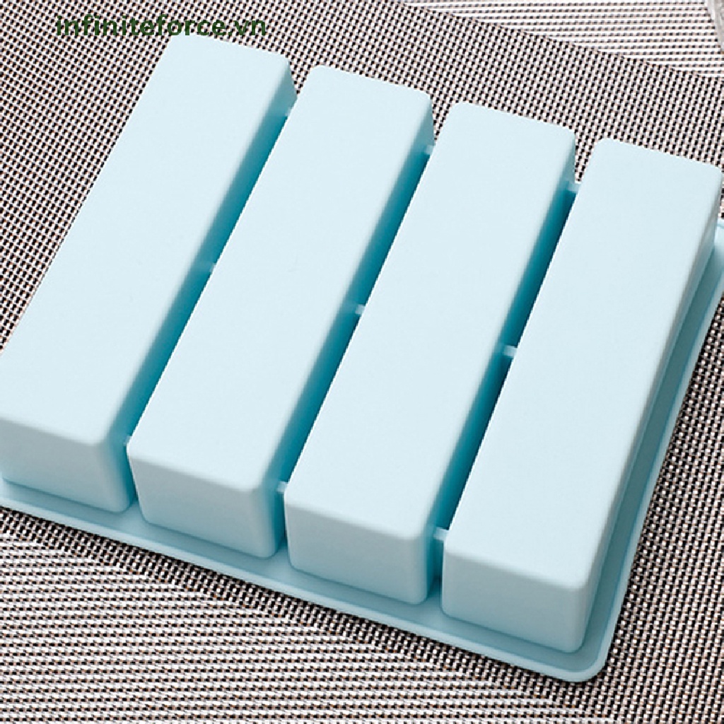 1 Khuôn Silicon Làm Đá Viên 4 Ngăn Hình Vuông Dài DIY