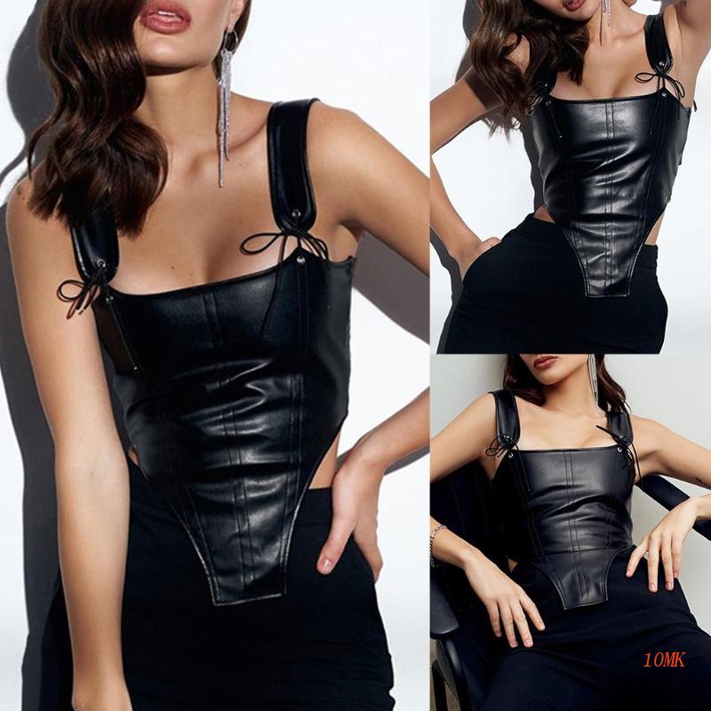 Xiangbao Áo Tank Top Hở Lưng Phối Dây Cột Phong Cách Gothic Gợi Cảm Cho Nữ Dự Tiệc / Câu Lạc Bộ Ordin