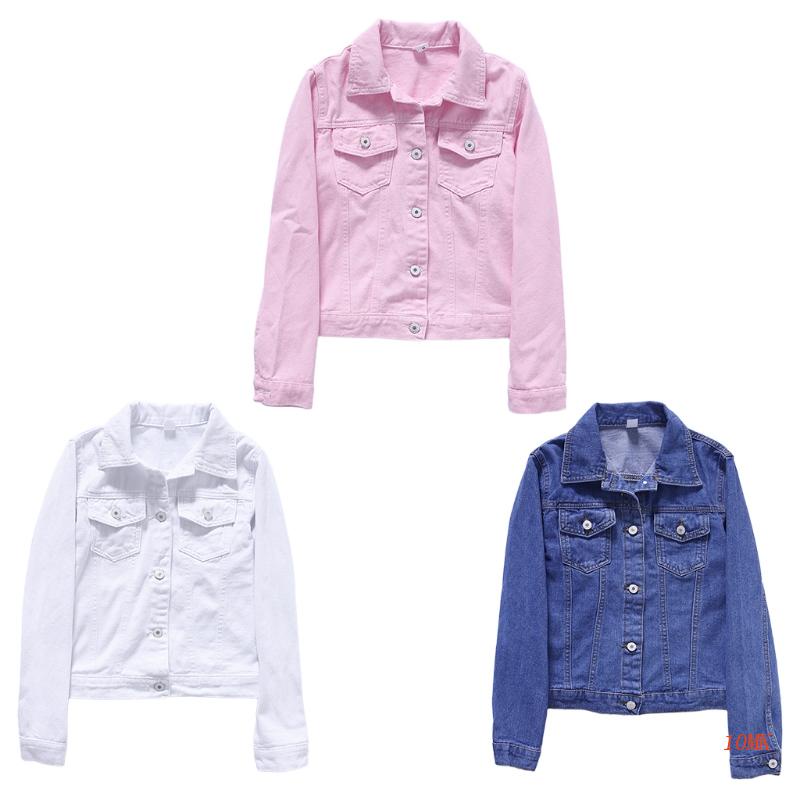 Áo Khoác Denim Tay Dài Kiểu Dáng Trẻ Trung Năng Động Cho Nữ