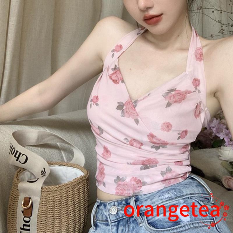 Áo Lửng Hai Dây Cổ Chữ V Hở Lưng Thời Trang Mùa Hè Cho Nữ