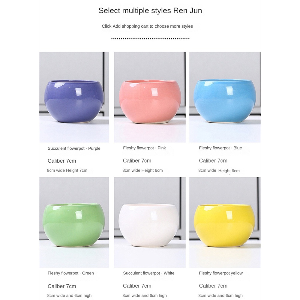 Chậu Trồng Cây Bằng Gốm Nhiều Màu Sắc Có Lỗ Thoáng Khí Mini Trang Trí Nhà Cửa / Văn Phòng