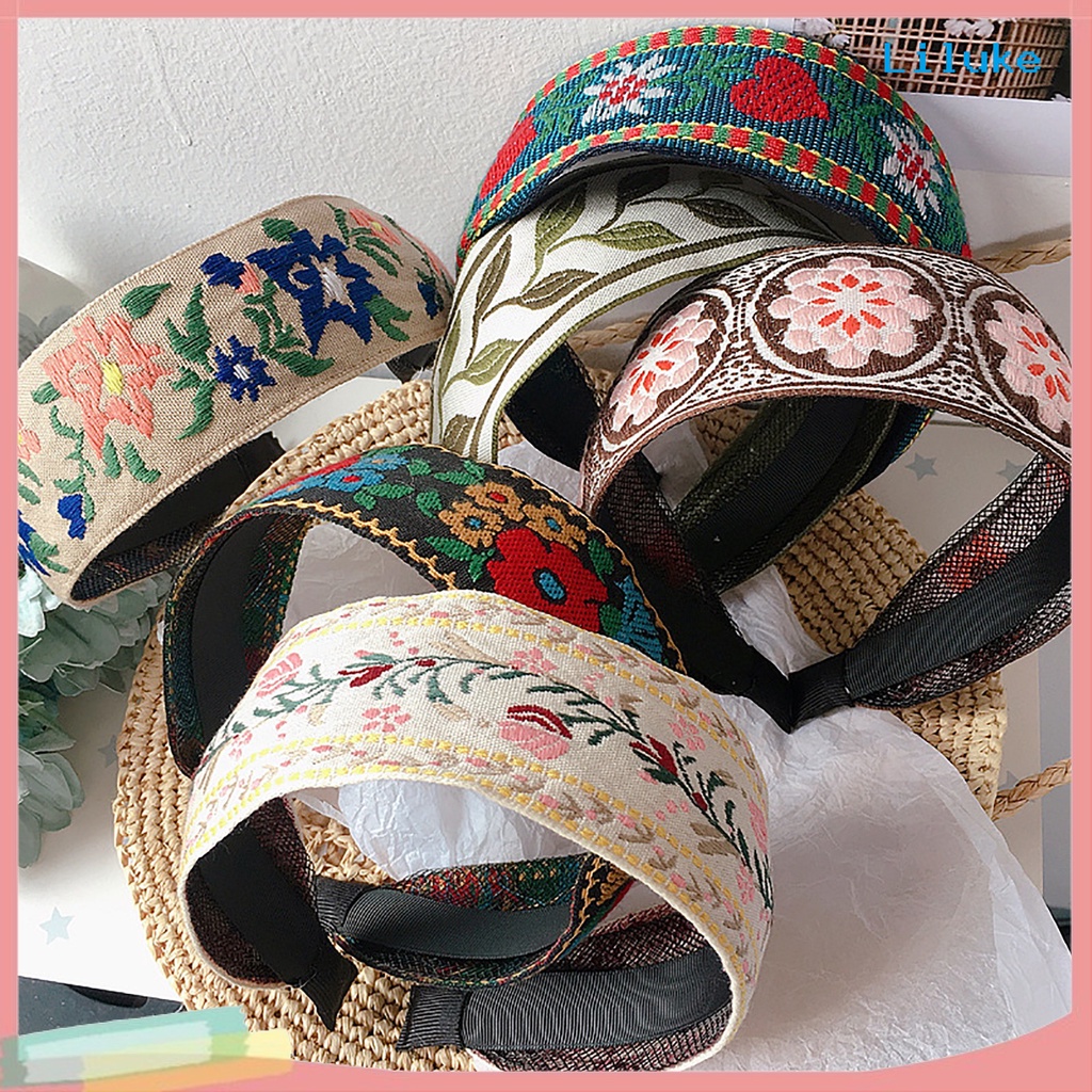 Băng Đô Cài Tóc Họa Tiết Thêu Hoa Phong Cách Bohemian Thời Trang Cho Nữ
