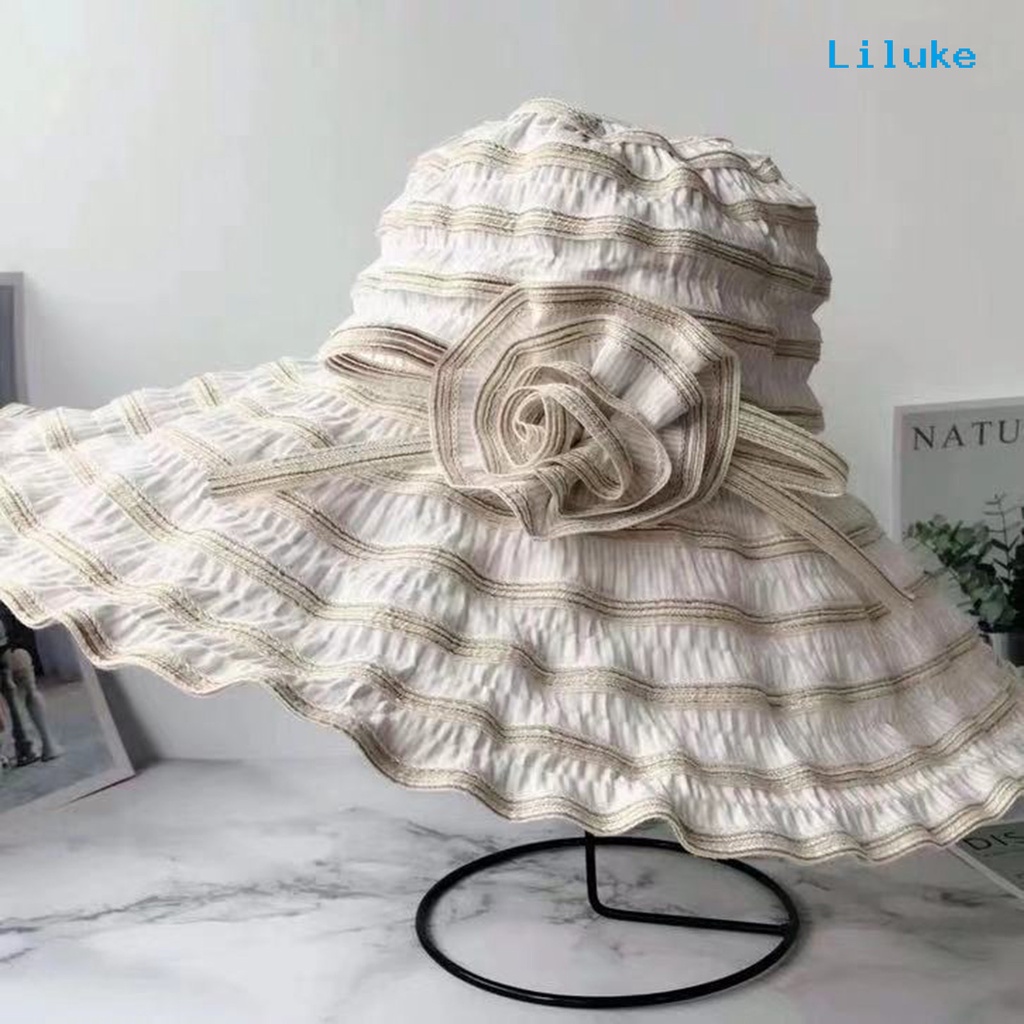Nón Rộng Vành Chống Tia UV Họa Tiết Hoa Có Thể Gập Lại Dành Cho Nữ