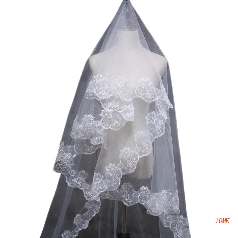 Mạng Che Mặt Một Lớp Phối Ren Hoa 150cm Dành Cho Cô Dâu